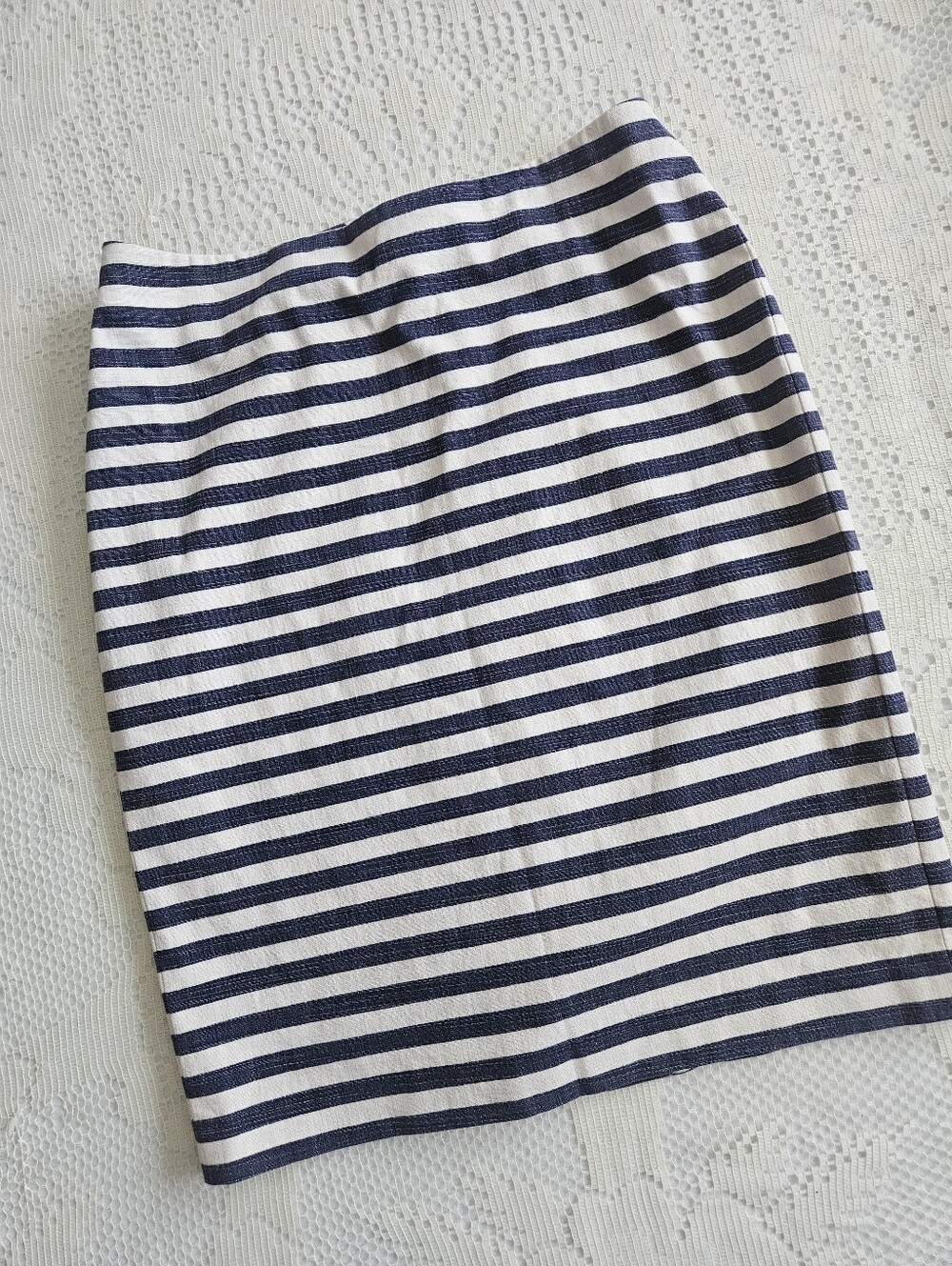 Talbots Navy and White Striped Pencil Skirt 2 Coastal Preppy